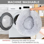 Dog Calming Beds for Small Medium Large Dogs - Round Donut Washable Dog Bed, Anti-Slip Faux Fur Fluffy Donut Cuddler Anxiety Cat Bed(36" Light Gray)