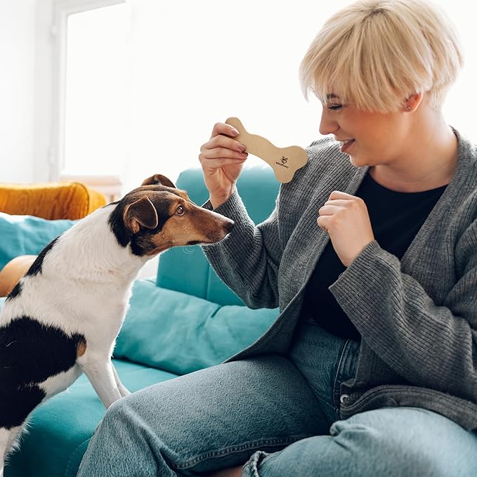 Wildfang® Leather Dog Toy, Small - Leather Bone for Teething Dog, Dental Toys for Puppies, Training for Chewing Muscles, Puppy Chew Bones for Light or Medium Chewers (for Dogs Under 22 lbs), Pack of 1