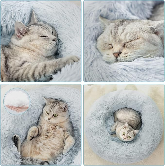 Cat Beds for Indoor Cats,24 Inch Dog Bed for Small Melium Large Dogs, Washable-Round Pet Bed for Puppy and Kitten with Slip-Resistant Bottom
