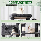 Cat Tree for Large Cats, 78.7"(200cm) Tall Cat Tower for Indoor Cats Multiple Cats with Large Top Perch, Cat Condo, Cat Hammcok, Cat Scratching Post, Dark Gray GCT031G