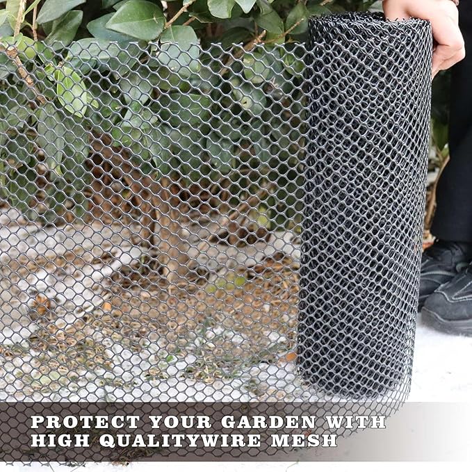 16.4 FT x 15.7 in Roll Mesh Fence, Versatile Black Plastic Fencing & Netting, Cuttable Animal Wire Mesh Fence, Durable Tree Trunk Protector, Suitable for Cat Dog Rabbit Barrier and Plant Protectors
