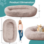 JOLLYVOGUE Human Dog Bed for Adults and Pets, Ultra-Soft Plush Giant Dog Bed with Egg Crate Foam, Non-Slip Base, and Machine Washable Cover - Ideal for Relaxation and Napping, Brown