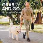 Insulated Dog Water Bottle with Travel Bowl, Portable Water Bottle Dispenser, Accessories for Road Trip, Hiking, Camping, Outdoor, Leak-Proof, Detachable (Black)