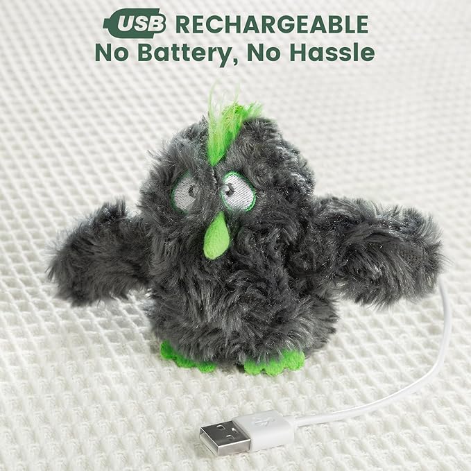 Gardner Pet Cat Toys Flapping Bird (No Flying),Touch Activated with Realistic Flapping Wings and Chirping Bird,Hangable Kitten Interactive Toy,USB Rechargeable Indoor Kitty Exercise Toys,Grey