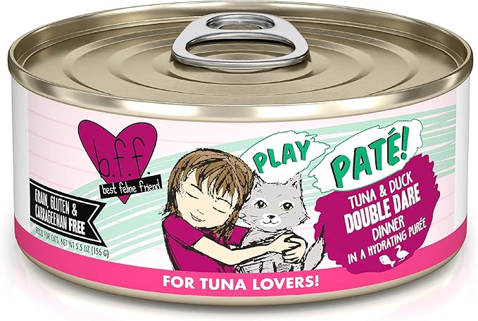 B.F.F. Play - Best Feline Friend Paté Lovers, Aw Yeah!, Tuna & Duck Double Dare with Tuna & Duck, 5.5oz Can (Pack of 8)