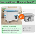 Outdoor Cat House Weatherpoof Large Plastic Cats Houses with Escape Door Indoor Waterproof Feral/Pet Cat Shelter Outside for Multiple Cats (Blue)