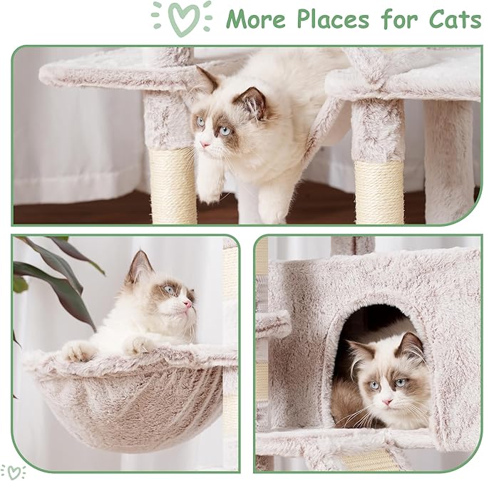 Cat Tree, Multi-Level Cat Tower for Indoor Cats, Cat Condo with Cat Scratching Post and Board, Cat Hammock, Muchroom GCT011MU