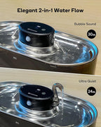 Cat Water Fountain Cordless, 108oz/3.2L Wireless Cat Fountains for Drinking, Pet Water Fountains for Cats Indoor, Automatic Cat Water Dispenser Battery Operated Rechargeable, Stainless Steel Black