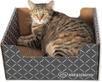 HIDE & SCRATCH Cat Scratcher Box and Cat Bed with Refillable Double-Sided Cardboard Scratch Pad for Indoor Cats