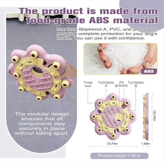 KADTC U.S. Brand & Design All in ONE -3 Levels of Challenge Dog Puzzle Toy for Small/Medium/Large Smart Dogs Treat Puzzles Food Slow Feeder Puppy Brain Mental Stimulation Games Holiday Birthday Gift