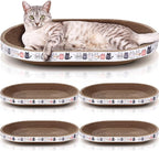Mixweer 4 Pcs Cat Scratcher Cardboard Oval Cat Scratch Pad Board Bed Bowl 2 in 1 Cat Scratcher Cat Scratching Post Corrugated Lounge Couch Nest for Cats Grinding Claw Furniture Protector Indoor