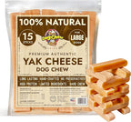Tibetan Dog Chew Yak Cheese Sticks (15 Large Chews) - Natural Handmade Treats for Large Dogs, Long-Lasting, Easy to Digest with No Additives, Rawhide, Grains or Gluten, Perfect for Aggressive Chewers