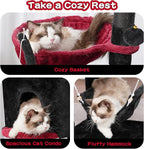 Gothic Cat Tree, Cat Tower for Large Cats with 2 Big Platforms, 2 Baskets, condo and Toys, 63" Cat Scratching Posts for Indoor Cats, Black and red GCT020BR