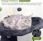 Globlazer Extra Large Platform Cat Tree, 65in Sturdy Cat Scratching Tree for Indoor Cats Large Adult, Big Cat Perch Tower with 3 Padded Perches, 6 Scratching Posts, Cat Condo, Hammock, S65, Dark Grey