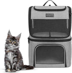 Cat Backpack Carrier for 2 Cats, Kittens or Small Dogs, Foldable & Breathable Pet Travel Bag, Cat Carrier Soft Sided & Lightweight, Holds up to 10kg, Ideal for Hiking, Camping & Picnic