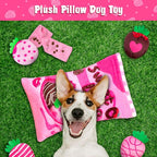Valentine's Day Dog Toys, Squeaky Hide and Seek Dog Toy, Interactive Puzzle Dog Toys for Boredom and Stimulation, Valentine's Day Dog Gifts for Small and Medium Dogs (Strawberries, Pack of 7)