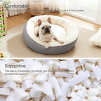 Love's cabin Round Donut Cat and Dog Cushion Bed, 25in Pet Bed for Small or Medium Dogs, Anti-Slip & Water-Resistant Bottom, Soft Durable Fabric Pet Beds, Washable Calming Cat & Dog Bed Grey