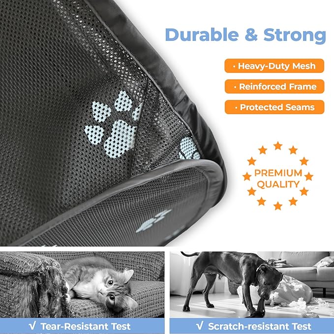 2-in-1 Dog Playpen 58''Pop Up Cat Pet Playpen, Assembly-Free Indoor Outdoor Kitten Enclosure, Breathable Cat Cage Portable Puppy Tent Crates Kennel for Small Animals(No Divider, Unified Space)