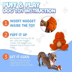 Yeti Dog Chew Puff and Play Interactive Dog Toys, Nuggets Dog Treat Dispenser Puzzle, Fun Stimulating Chew Toy for Teething, Behavior Training for Light to Moderate Chewers, Yeti Orange