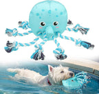 SCENEREAL Dog Water Toy for Small Medium Dogs- Floating Dog Toys Squeaky Toys for Pool Fetch, Octopus Shape Durable Rope Interactive Pet Chew Toy Summer Outdoor Interactive Play
