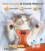 Halypet Cat Harness and Leash Set [MAX Safety 4th-Gen Upgrade] Escape Proof Adjustable Cat Leash Comfortable Soft Vest Easy to Wear Kitten Harness with Reflective Strip for Cats Walking, M Orange
