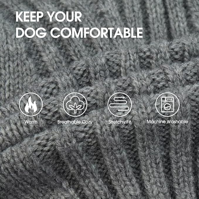 IECOii XXXL Dog Sweater,Warm Dog Sweaters for Extra Large Dogs Girl Boy,Stretchy & Cozy,Turtleneck Knitted Pullover for Pet Wear On Holiday,Easy On Doggy Sweatshirt for Labrador (Light Grey,XXXL)