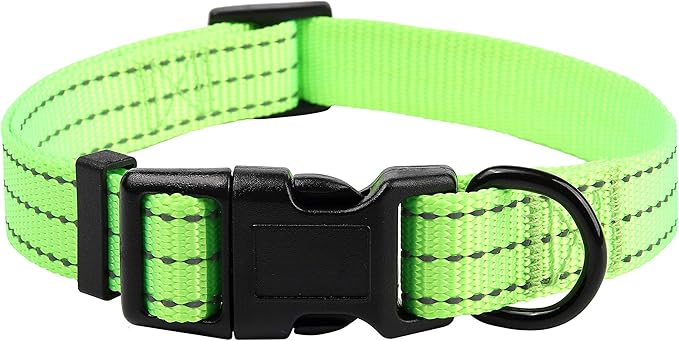 Mile High Life Dog Collar | Nylon Reflective Dog Collars | Light Weight Puppy Collars | Lime Green Dog Collars for Small Dogs (Solid Lime Green, X-Small)