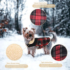 Winter Coat for Small Dogs, Puppy Plaid Jacket, Cotton Coat for Cold Weather, Windproof Warm Dog Garments, Pet Thickened Outfits Indoor Outdoor, Red XS