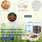 2 Pack Automatic Cat Feeder and Water Dispenser in Set Pet Food Bowl for Small Medium Dog Pets Puppy Kitten Big Capacity 1 Gallon x 2 (Cream)