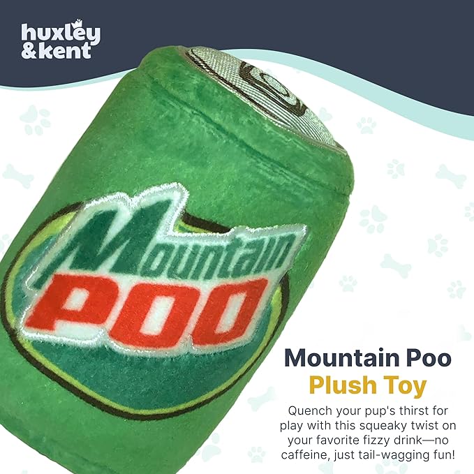 Huxley & Kent Funny Dog Toy w/Squeaker – Power Plush Squeaky Dog Toys for Small, Medium & Large Dogs – Soft Stuffed Animal for Indoor Play & Fetch - Mountain Poo, Small