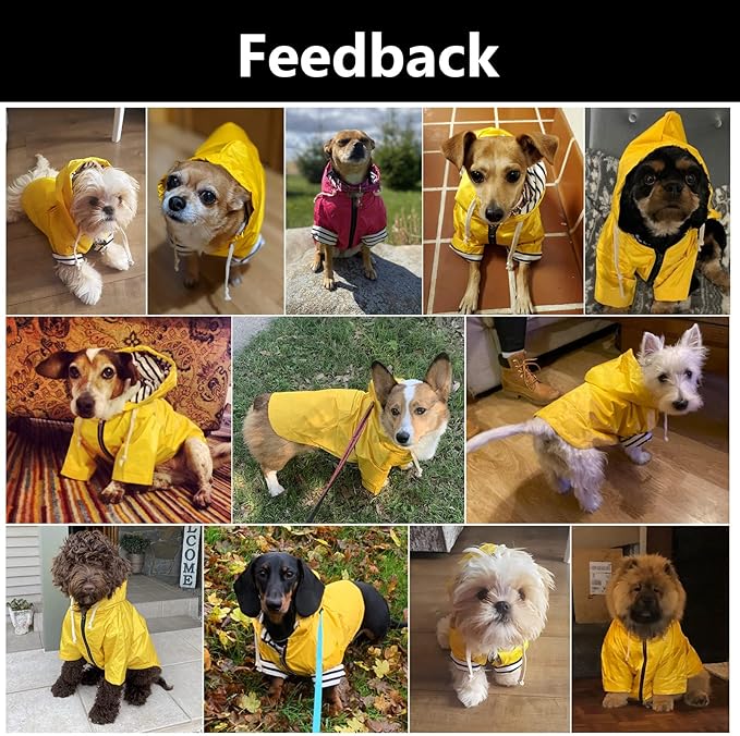 Dog Raincoat rain Jacket Raincoat Dogs Waterproof Small Medium Breeds Zip Closure Storage Pocket Harness Hole Black M