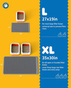 27" x 19" Cat Litter Mat - Ultra-Large Litter Box Mat with Double Layers, Urine-Proof and Non-Slip Litter Trapping Mat, Easy to Clean Kitty Litter Mats for Floor, Scatter Control, Grey