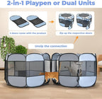2-in-1 XLarge Cat Playpen, Detachable into 2 Separate Playpens with Additional 2 Doors, Portable Dog Playpen Cat Tent Enclosure for Kitten and Puppy Indoor Outdoor Use(L)