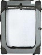 Amazon Basics 4-Doors Portable Soft-Sided Folding Travel Crate Kennel for cat, Dog, and Other Small Animals, Grey, S 26" x 18" x 18"