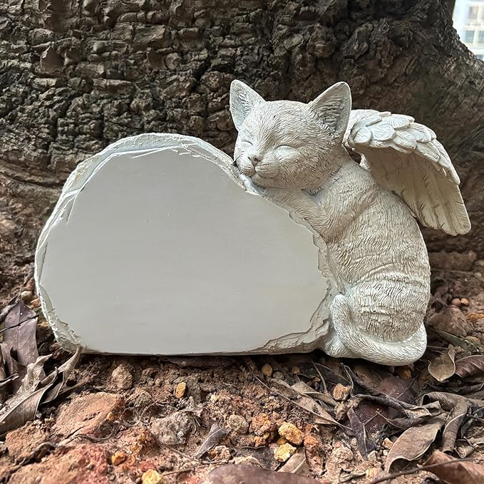 Personalized Cat Headstone,Custom Engraved Pet Memorial Stone for Cats, Durable Resin Cat Grave Marker with Heartfelt Designs,Memorial Gift for Cat Lovers