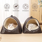 Cat Cave Bed for Kittens and Small Pets, Cat Beds for Indoor Cats, Memory Foam Cat House Tent with Removable Washable Cushioned Pillow, Cat Hideaway with Non-Slip Bottom, Coffee, Medium