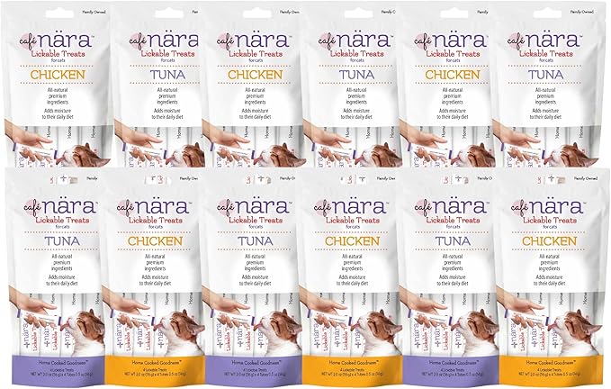 Café Nara Lickable Cat Treats Variety Pack - Tuna and Chicken Flavors - 6 Packs Each