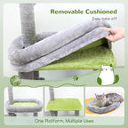 Globlazer Cat Tower for Indoor Adult Cats, 50-inch Heavy Duty Cat Tree for Big Cats, Cat Tree House with Extra-Large Padded Platform, Sisal Scratching Board, 2 Large Condos, F50, Light Grey