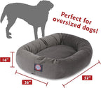 Majestic Pet 52 Inch Suede Calming Dog Bed Washable 52x35x11 (Inch) – Cozy Soft Round Donut Dog Bed with Spine Support for Dogs to Rest Their Head - Pet Bed X- Large – Gray