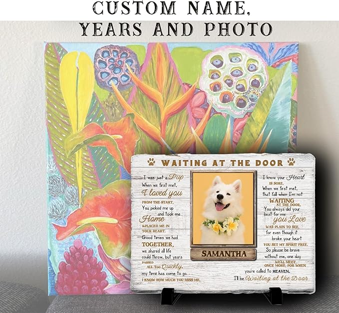 Personalized Pet Memorial Stone, Custom Dog Memorial Gifts for Loss of Dog with Photo Name Date, Dog Remembrance Gift, Loss of Dog Sympathy Gift for Dog Cat Lovers (Quote 5)