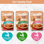 Hartz Delectables Savory Broths Lickable Wet Cat Treat Variety Pack, 12Count(Pack of 1)