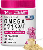 Omega 3 Powder for Dogs - 14 oz of Dog Powder Supplement for Skin and Coat - Made with Omega 3, 6, and 9 Fatty Acids, Biotin, and Vitamin C - Made in The USA