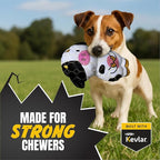 Bite Force -Durable & Strong Dog Toy Cow with Squeaker, Kevlar-Reinforced for Aggressive Chewers for Small Medium Large Dogs - White and Pink.