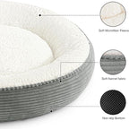 Love's cabin Round Donut Cat and Dog Cushion Bed, 36in Pet Bed for Cats or Small Dogs, Anti-Slip Water-Resistant Bottom, Super Soft Durable Fabric Pet beds, Washable Cat Dog Bed Stripe Grey