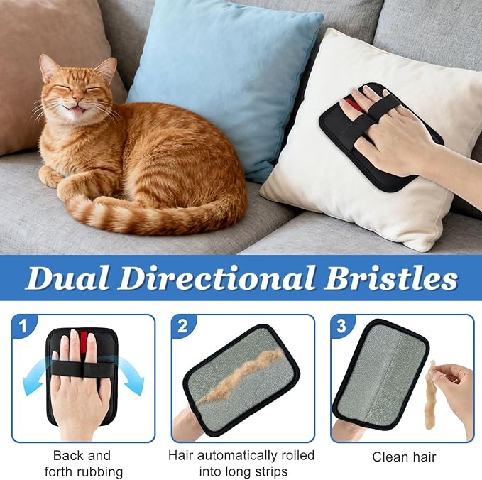 2 Pcs Newly Upgraded Electrostatic Pet Hair Removal Glove,Magic Brush Pet Hair Remover for Cats & Dogs,Reusable Pet Hair Remover Gloves for Couch Carpet Car Seat Laundry