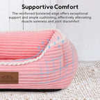 Cat Dog Bed for Pets, Rectangle Pet Bed Gift for Puppy and Kitten, Machine Washable Calming Fluffy Pet Couch Sofa for Indoor Outdoor, Portable Soft Cat Bed with Non-Slip Bottom (Small, Pink)