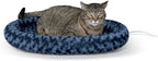 K&H Pet Products Thermo-Kitty Fashion Splash Indoor Heated Cat Bed, Heated Bed for Dogs or Cats with Removable Waterproof Heater Blue Large 16 X 22