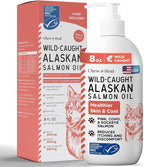 Pure Wild Alaskan Salmon Oil for Dogs - 8 oz. Pump Cap - Toxin Free Dog Fish Oil Rich in Omega-3 and 6, Vitamin D, EPA, and DHA for Healthy Skin and Coat - Pink, COHO, and Sockeye Salmon
