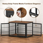 42 Inch Heavy Duty Dog Crate Furniture for Large and Medium Dogs, Decorative Pet House End Table, Wooden Cage Kennel Furniture Indoor, Rustic Brown