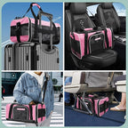 Petskd Pet Carrier 17x13x9.5 Southwest Airline Approved,Pet Travel Carrier Bag for Small Cats and Dogs, Soft Dog Carrier for 1-15 LBS Pets,Dog Cat Carrier with Safety Lock Zipper (Pink)